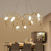 Nordic Glass Rose Pendant Chandelier with Gold Branch - 8-Light for Dining Room - This exceptional Glass Rose Pendant Lighting Nordic 8-Light Chandelier is an exquisite combination of modern industrial style and chic design, deliver